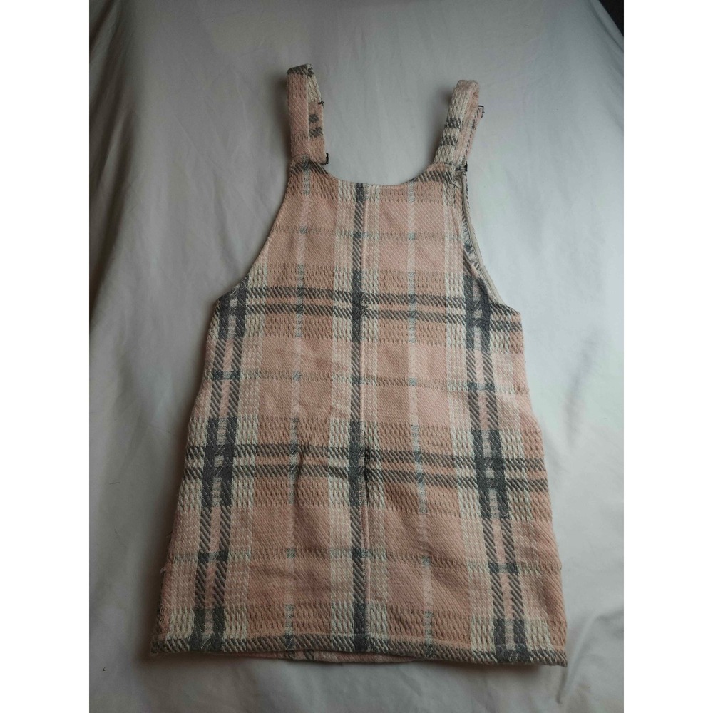 Paper Crane Pink Plaid Wool Blend Pinafore Mini Dress Small - Picture 8 of 9